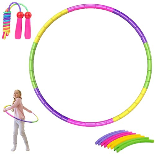 Hula Hoop Springseil Set für Kinder Ab 4 Jahren | Zusammengebauter Reifen Mit 8 Teilen, 70cm Durchmesser, Einstellbares Gewicht, für Outdoor-Fitness, Gymnastik