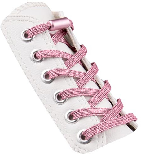 SULPO 2 Paare flache Schnürsenkel ohne Binden - Elastische Schnürsenkel mit Metallkapseln - Schnürsenkel Schnellverschluss - Gummi Schnürsenkel für Erwachsene & Kinder - Schuhbänder ohne Binden