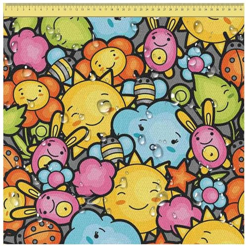 DreamRoots Segeltuch Wasserdicht - Polsterstoff Meterware 160 cm breit - Wasserabweisender Stoff 220 g/m2 600D - Markisenstoff Wasserdicht Meterware Friends 1M