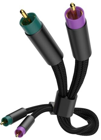 Tertullus Câble audio RCA haut de gamme pour platines disques, home cinéma et chaîne HiFi, plaqué argent OFC 24 carats, 1,5 m