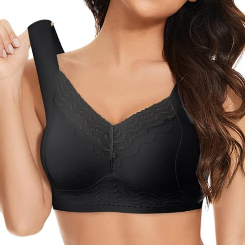 AMDOLE Retourenware Hatme Haltungskorrektur BH, Wmbra BH Original, Comfy Haltungskorrektur Rücken BH Damen(C-Black, XL)