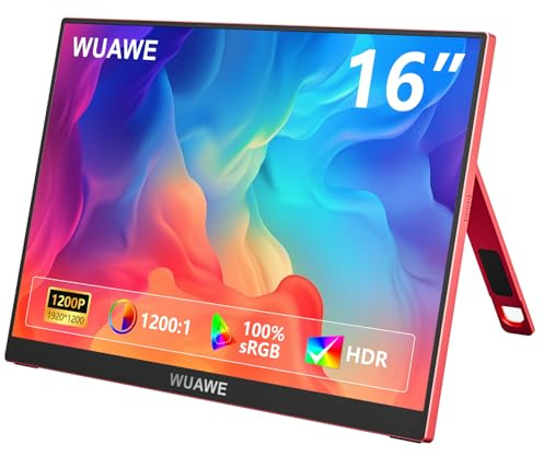 Tragbarer Monitor 16 Zoll Geschenk für Mädchen, 1920 x 1200P FHD 100% sRGB zum Zeichnen & Design, USB C HDMI Externer Bildschirm, ultradünnes Metall für Laptop/Mac/Handy/Xbox/PS5, Mutter