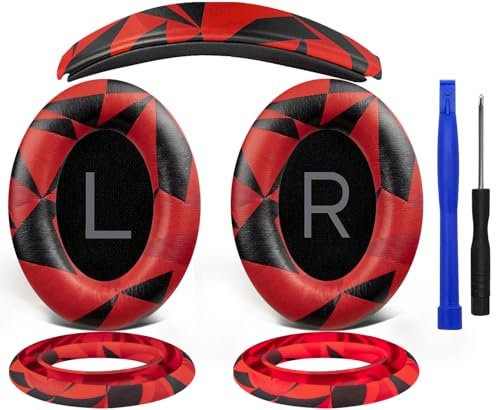 SOULWIT Kit de Reemplazo con Almohadillas, Diadema y Protector de Silicona para Auriculares Inalámbricos Bose QuietComfort 45 (QC45)/QuietComfort SE (QC SE)/New Quiet Comfort - Tormenta Rojo