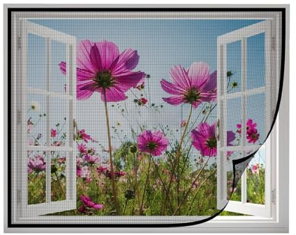 Mosquitera para ventanas - Mosquitera autoadhesiva - para ventanas interiores y exteriores, ventanas de plástico, madera y aluminio - 60x90cm / Negro