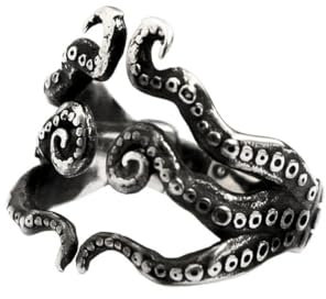 Caiduoduo Gothic Punk Oktopus Ringe Edelstahl Vintage Cthulhu Tentakel Ring für Männer Einzigartige Mode Amulett Schmuck Geschenk