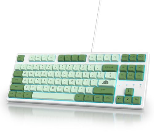 SbocKeeb TKL Gaming Keyboard 80 Percent, RGB Mechanical Keyboard American QWERTY, 87 Keys Wired Keyboard Backlight with Linear Red Switch for PC Gamer 87 Matcha