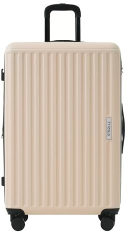 YESGIGA Hartschalen-Koffer, Rollkoffer, Reisekoffer, Handgepäck 4 Rollen, ABS-Material, TSA Zollschloss, Mit Expansionsschicht (Beige, 28 Zoll)