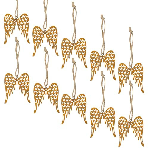 Engelsflügel Rostoptik 10er Set - Basteln, Dekoration, Baumhänger - Filigrane Metallflügel - Rustikale Weihnachtsdeko - Winterdeko