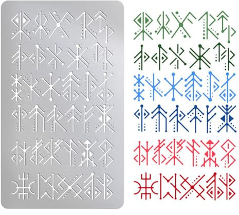 UNICRAFTALE 1 Stück Metall Runen Schablone Wikinger Bind Runen Schablonen Antikes Alphabet Wicca Schablone Edelstahl Malschablonen Symbol Vorlage Für Holzbrennen Brandmalerei Schnitzerei Kunsthandwerk