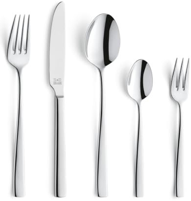 Beckmann & Rommerskirchen LEO Besteckset 60-teilig | Besteck für 12 Personen | Edelstahlbesteck Spülmaschinenfest
