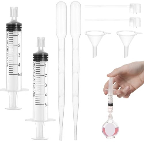 Kit de 8 herramientas de recambio de perfume, juego de transferencia de decantador de perfume de plástico transparente, dispensador de jeringas de embudo de perfume, herramienta dispensadora para