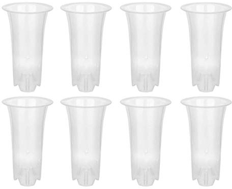 Yurhuit 5 Inch 8Pcs Clear Flower Pot Planter Plastic Orchid Pot with Holes Tall Plant Pots for Home Flower Shop Decoration