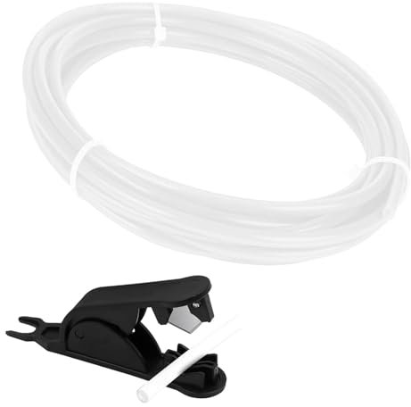 PTFE Schlauch 3m Weiß 2.5mm ID × 4mm OD, PTFE Teflon Tube mit Rohrschneider für Bambulab A1/A1 Mini/P1P/P1S/X1C/X1-Serie Creality K1/K1 Max/Ender 3 V3, Teflonschlauch für 1.75mm 3D-Drucker Filament