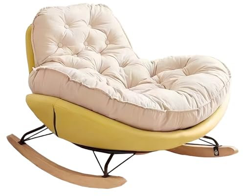 Relaxsessel Wohnzimmer Sessel Lounge-Lazy-Stuhl Lesesessel Schaukelstuhl Wohnzimmer Lounge Sofa Mondstuhl Mit Metallrahmen Cozy Sessel Für Wohnzimmer Oder Schlafzimmer Yellow