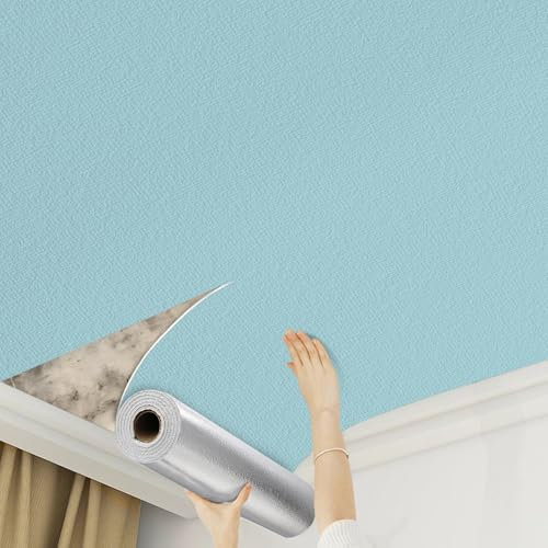 Camiraft Blue Self Adhesive Wallpaper for Bedroom Bathroom Textured Wallpaper Waterproof Lining Paper for Walls -4 Rolls=5.6m² Thermal Insulating Wall Paper for Bathroom,Kitchen,Living Room