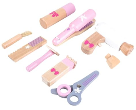 Toyvian 1 Satz Simulations-Haarschnitttasche holzspielzeug frisierset - Holzspielzeug Friseurset Toys für Holz haarschnitt versorgung Mini Holzbrot hölzern