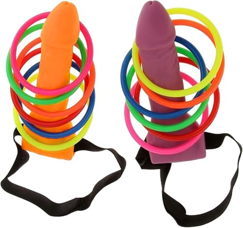 1 Pack Party Favor Toss Ring Hoopla Hen Night Out Game Novelty Toy Supplies Game and 1 Pack Multicolor Confetti Set Y14