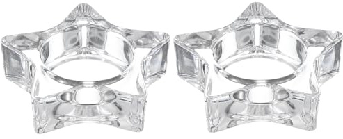 sourcing map Glas-Teelichthalter, Stern-Kristallglas, Votivkerzenhalter für Schreibtisch, Tischdekoration, Hochzeit, Party und Heimdekoration, transparent, 2 Stück
