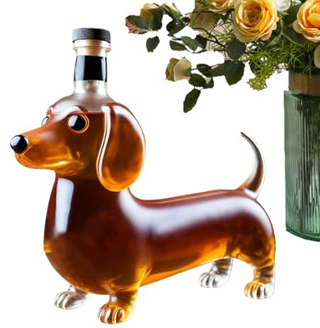Bouteille De Whisky Teckel, Verre Sculpté 3D Créatif, Bouteilles En Verre À Whisky En Forme D'animal Rigolo, Carafe À Vin Pour Bar, Récipient À Vin Pour La Décoration Intérieure
