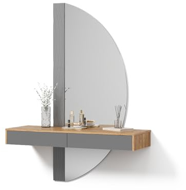 Livinity Schminktisch Ascona, Grau, 120 cm mit 2 Schubladen