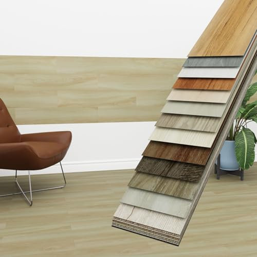 HEXIM Vinyldielen 5m² selbstklebend PVC Wandverkleidung heller Bodenbelag Holzoptik 91x15cm Paneele für Wand & Boden Holzdielen sand (36 Dielen Ivory Oak - 6302-1)