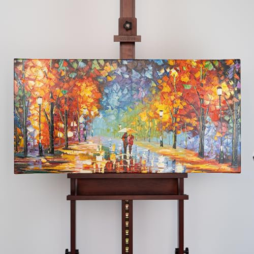 100x50cm großes Panorama Acrylbild handgemalt – Design-Wandbild als Gemälde Bunt, ohne Rahmen für Wohnzimmer, Schlafzimmer, Büro – Motiv: Der Weg des Lichts