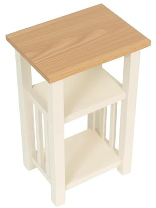 Delex Small Tables for Living Room Side Table with Storage Solid Wood End Table for Sofa Couch and Bed Tea Coffee Table Wooden Painted White and Oak Veneered Top