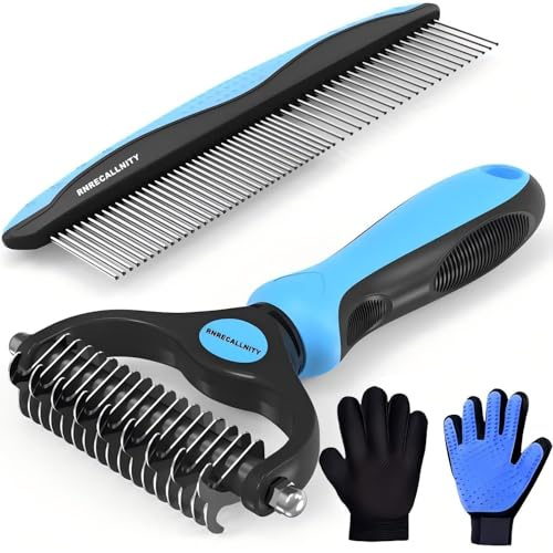 RNRECALLNITY Hunde- & Katzenbürsten Set – Unterfellbürste, Entfilzer, Kamm & Fellpflege-Handschuh – Tierhaarentferner für Kurzhaar & Langhaar Hunde & Katzen