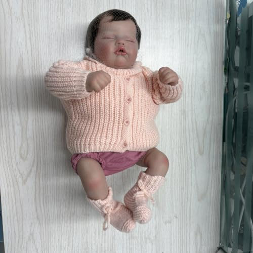 Hengluck Lebensechte Puppe Reborn Babypuppe Mädchen 18 Zoll Handgefertigt Wiedergeborene Babys Weicher Stoffkörper Sieht aus wie EIN echtes Baby (Mädchen mit Geschlossenen Augen)