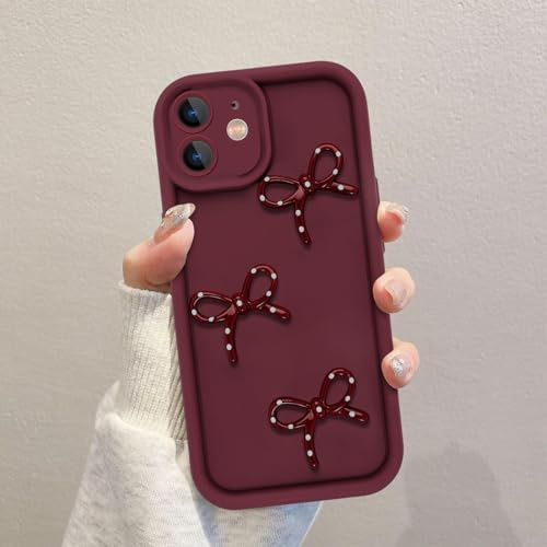 Kueqeay Handyhülle für iPhone 11 hülle 6,1'', Aesthetic 3D Rot Schleife Mädchen Cute Puppe Muster Design Weiche Silikon TPU Ultra Dünn Stoßfest Kameraschutz Schutzhülle Bumper Case, 06