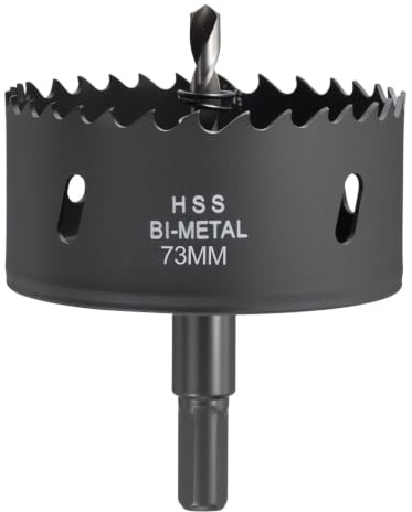 CoCud 2-7/8 73mm Hole Saw M42 Bi-Metal Hole Cutter for Metal Black | Hex Shank Drill Bit with Spring Cutting Tool for Thick Board Alloy Steel Plate