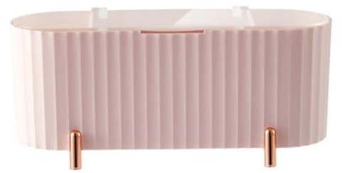Eieenotee 1 PCS Desktop Cotton Swabs Dispenser Holder Cotton Ball Storage Box Jar PP+PS+ABS Pink for Cosmetic Cotton Pads Bathroom Organizer Canisters