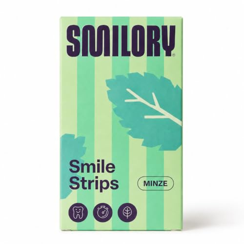 Whitening Strips von Smilory® – Echtes Bleaching für weiße Zähne – Mit Kokosöl & Aloe Vera – Zahnaufhellungsstreifen (Minze)