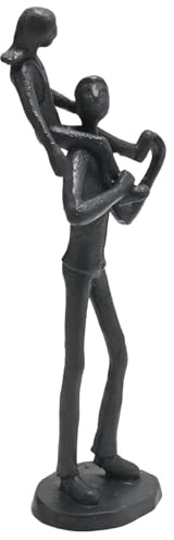 JUUDDENPARTS Dad Daughter Iron Figurine, Handcrafted Cast Iron Sculpture with Base, Father and Child Keepsake Gift for Father’s Day Wedding Home Decor