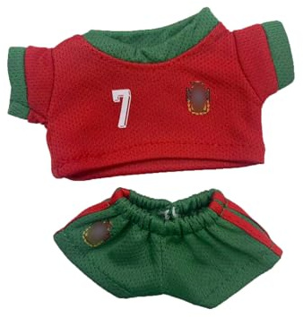 Kleidung Set für 17cm Puppe, 2 Stück Fußball Trikots Plüsch Puppenkleidung Set, Cool T-Shirt Jogger, Kompatibel mit Monster Plüschpuppe, Fußball Fans Bekleidung Zubehör (Ohne Puppe), Rot