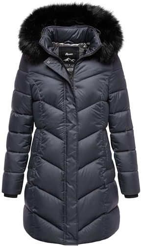 REPUBLIX Damen Gefütterte Dicke Glanz Winter Jacke Mantel Parka mit Kapuze RJ-8020