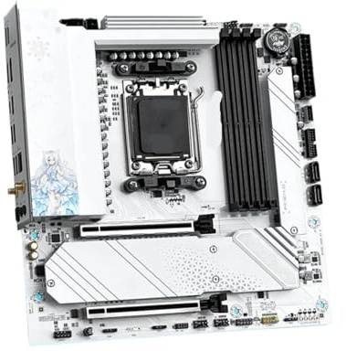 Compatible for JINGYUE B650E SNOW DREAM AM5 Gaming Motherboard, 192GB DDR5, 3 M.2 with Heat Sink, ARGB Sync HDMI DP Type C