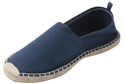 Espadrilles pour hommes, style décontracté, chaussures à enfiler, confortables, respirantes, style mocassin, légères et antidérapantes, idéales pour l'extérieur, bleu marine, 43 EU