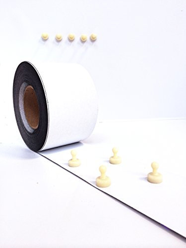 Smagtron Ferroband Eisenband - Selbstklebendes Eisenleiste, Eisenstreifen, Perfekt Für Magnete - Ideal für Büro und Bildungsprojekte – 5 M x 30mm x 0,6mm | Weiß Matt