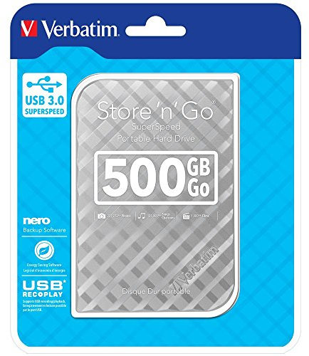 Verbatim 53196 500 Go USB 3.0 Portable Hard Drive - Argent