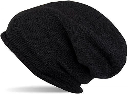 styleBREAKER Unisex Beanie Feinstrick Rollrand bis Umfang 59cm | Strickmütze. elastisches Material. Bundweite 23cm. Höhe 25cm. Einheitsgröße. winterfest. weiche Haptik.