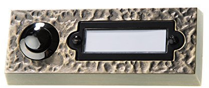 HUBER Aufputz Klingeltaster 1-fach aus Échmetall - Türklingelknopf mit Namensschild - Haustürklingel Aufputz aus Messing - Klingelschalter, Klingel, bronze