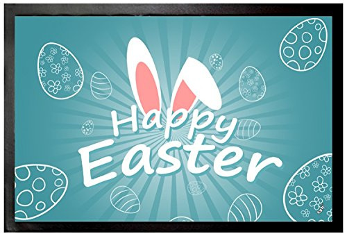 1art1 Ostern Happy Easter Fußmatte Dekomatte Innenbereich | Design Türmatte 60x40 cm