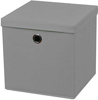 5 Stück Faltbox Hellgrau 28 x 28 x 28 cm Aufbewahrungsbox faltbar mit Deckel