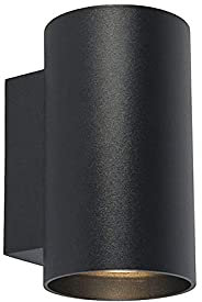 Qazqa - Design Moderne Wandleuchte schwarz rund 2-flammig - Sandy I Wohnzimmer I Schlafzimmer I Up & Down - Stahl Rund - LED geeignet GU10