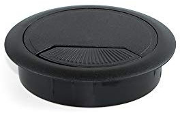 Emuca 3196317 Set von 20 runden Kabeldurchführungen Durchmesser 60mm zum Einfügen am Schreibtisch, aus schwarzem Kunststoff, Ø60mm (20un)
