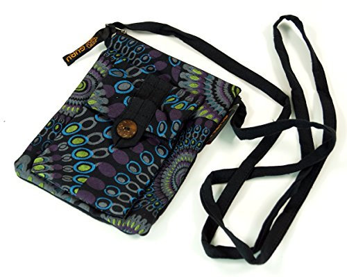 GURU SHOP Brustbeutel, Boho Geldbörse - Schwarz, Unisex - Erwachsene, Baumwolle, 17x13x1 cm