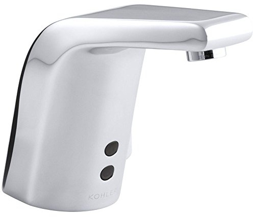 KOHLER 13460-CP Sculpted Touchless DC-Powered Single Hole Lavatory Faucet with Temperature Mixer, Easy Installation, Brass, 0.5 GPM