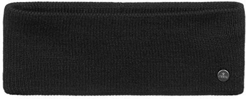 LIERYS Mono Stirnband Damen/Herren 8 cm breit - Made in Germany - dreilagiges Strickband gefüttert mit Baumwolle - Rippstrick Ohrenwärmer 54-60 cm - Ohrenschutz Herbst/Winter schwarz One Size