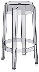 Kartell Charles Ghost, Hocker Medium, H. 65 cm, Fumè, 2er-Satz